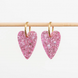 BOUCLES D'OREILLES COEUR ROSE