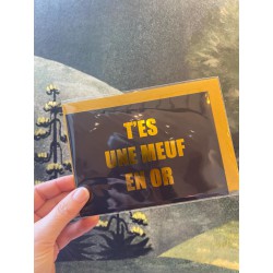 CARTE + ENVELOPPE MEUF EN OR