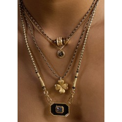 COLLIER BLACK FLOWER OR