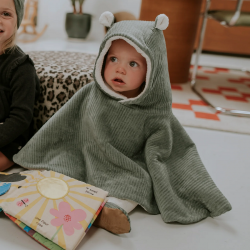 PONCHO BEBE VELOURS KAKI