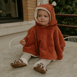 PONCHO BEBE VELOURS PAPRIKA