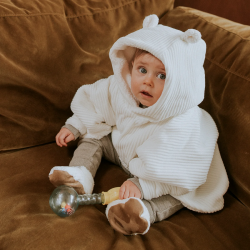 PONCHO BEBE VELOURS ECRU