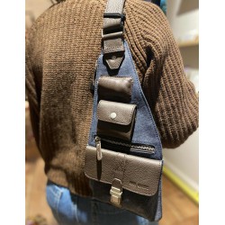 LE HOLSTER CACAO/TOILE BLEU