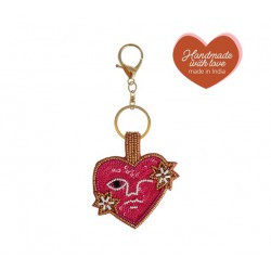 PORTE-CLES PERLES HEART