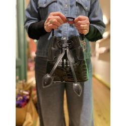 CAPUCINE XS CROCO VERNIS NOIR