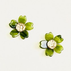 BOUCLES D'OREILLES FLORA VERTE