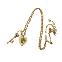 COLLIER SACHA COEUR CLE VERT
