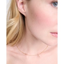 COLLIER MAILLE COEURS DORE