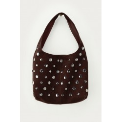 SAC PORTE EPAULE MARRON CLOUS