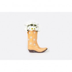 VASE RODEO COWBOY BOOT YELLOW