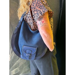 LE HOBO M BLEU NUIT VELOURS