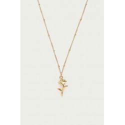 COLLIER VINTAGE À POIS ET ROSE