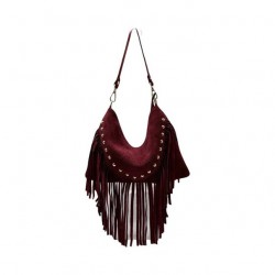 SAC CUIR SUEDE REAL BORDEAUX