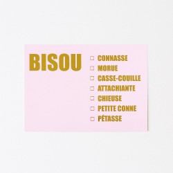 CARTE + ENVELOPPE BISOU ROSE