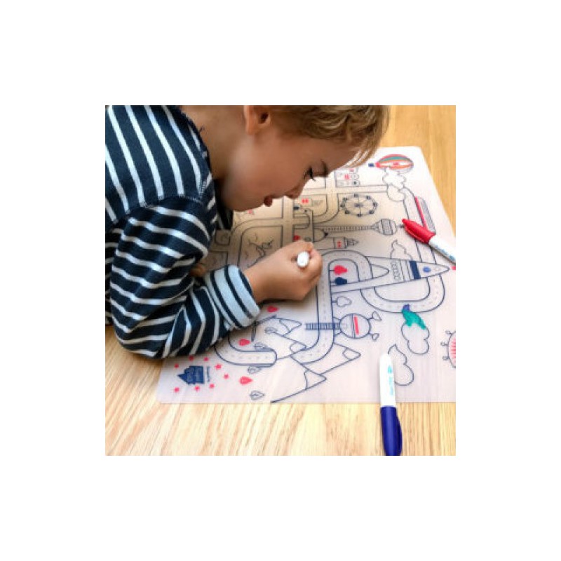 KIT SET DE TABLE SILICONE + FEUTRES CITY