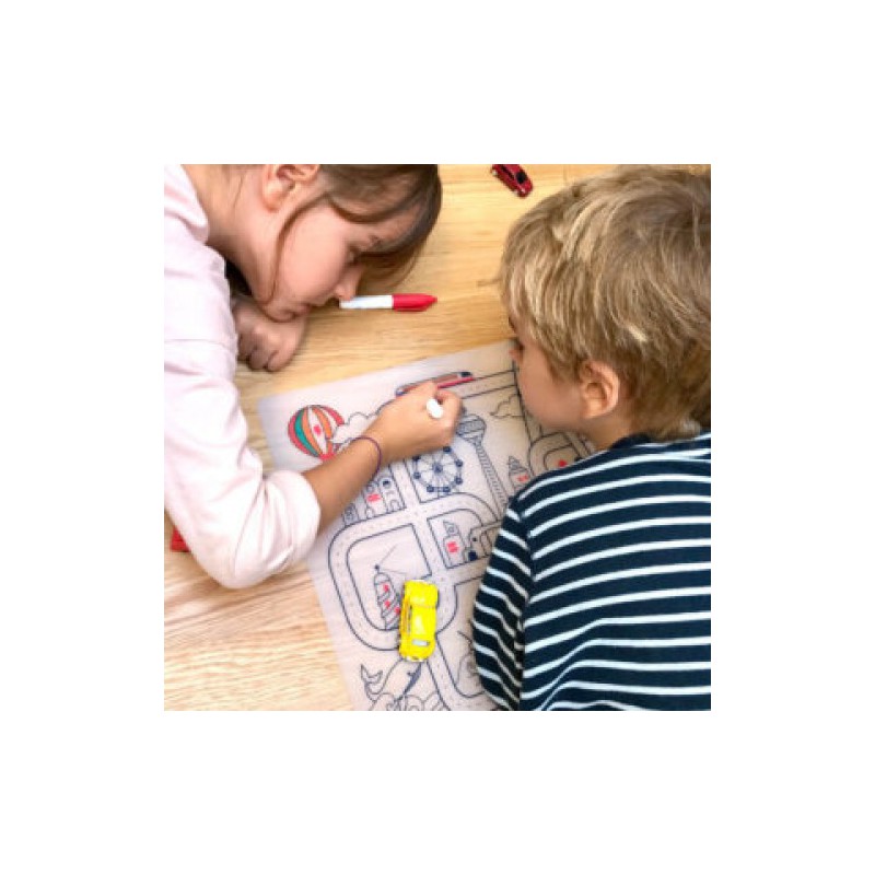 KIT SET DE TABLE SILICONE + FEUTRES CITY