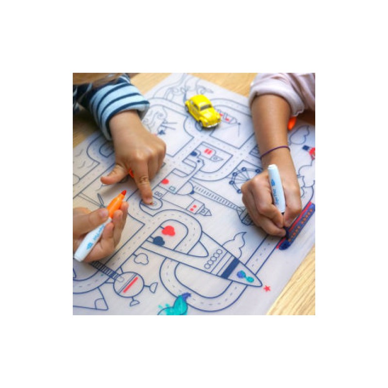 KIT SET DE TABLE SILICONE + FEUTRES CITY