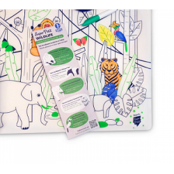 KIT SET DE TABLE SILICONE + FEUTRES JUNGLE WILDLIFE