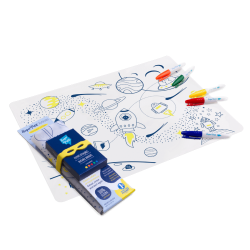 KIT SET DE TABLE SILICONE + FEUTRES SUPER HERO