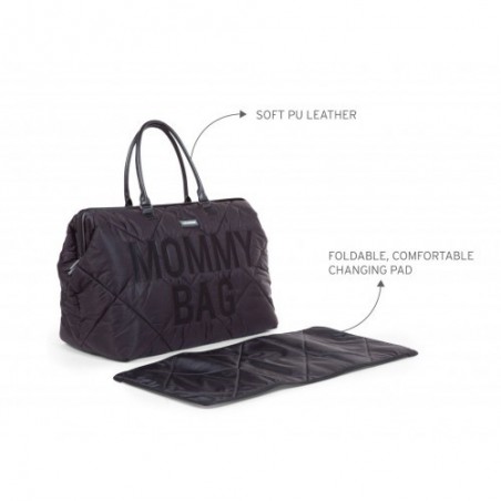 MOMMY BAG QUILTED PUFFERED BLACK